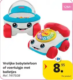Carrefour Vrolijke babytelefoon of voertuigje met balletjes aanbieding