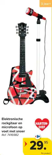 Carrefour Elektronische rockgitaar en microfoon op voet met snoer aanbieding