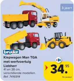 Carrefour Kiepwagen Man TGA met werfvoertuig Liebherr aanbieding