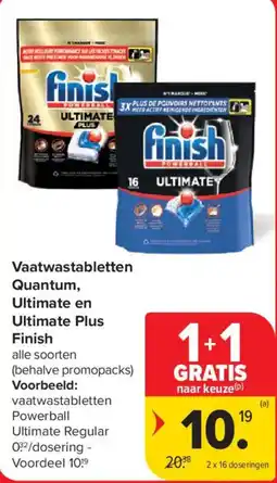 Carrefour Market Vaatwastabletten Quantum, Ultimate en Ultimate Plus Finish aanbieding