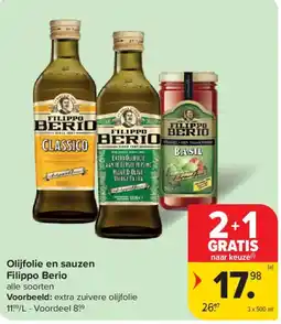 Carrefour Market Olijfolie en sauzen Filippo Berio aanbieding
