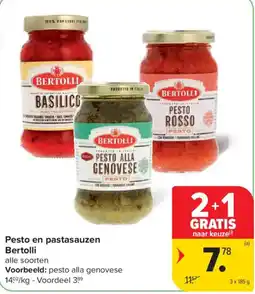 Carrefour Market Pesto en pastasauzen Bertolli aanbieding