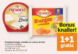 Albert Heijn President burger cheddar en crème de brie aanbieding