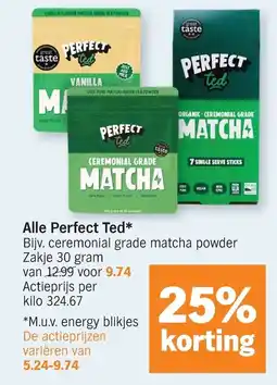 Albert Heijn Perfect Ted ceremonial grade matcha powder aanbieding