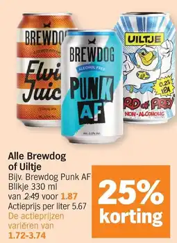 Albert Heijn Alle Brewdog of Uiltje aanbieding