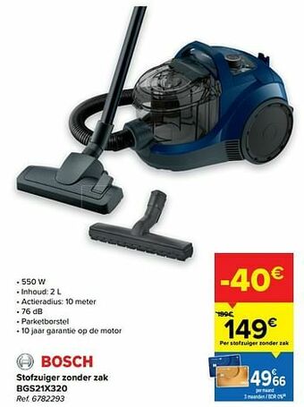 Carrefour Bosch stofzuiger zonder zak bgs21x320 aanbieding