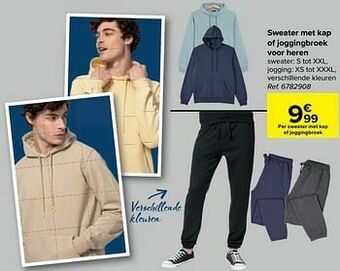 Carrefour Sweater met kap of joggingbroek voor heren aanbieding