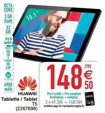 Cora Huawei tablette - tablet t5 10.1" aanbieding