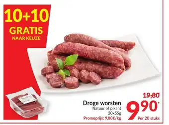 Intermarché Droge worsten natuur pikant 20 x 55 g aanbieding