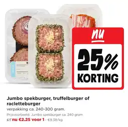 Jumbo Jumbo spekburger truffelburger of racletteburger aanbieding
