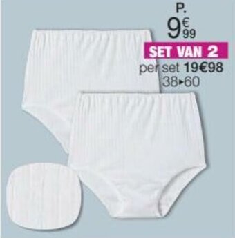 Damart Set Van 2 Slips in Ribtricot, Zuiver Kamkatoen aanbieding