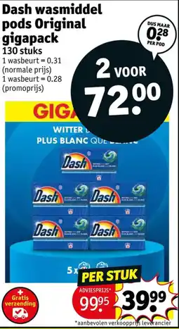 Kruidvat Dash wasmiddel pods Original gigapack aanbieding