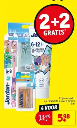 Kruidvat tandpasta junior aanbieding