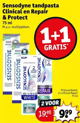 Kruidvat Sensodyne tandpasta Clinical en Repair & Protect aanbieding