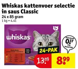 Kruidvat Whiskas kattenvoer selectie in saus Classic aanbieding