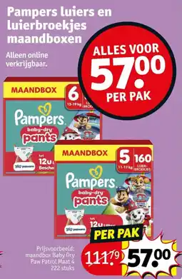 Kruidvat Pampers luiers en luierbroekjes maandboxen aanbieding