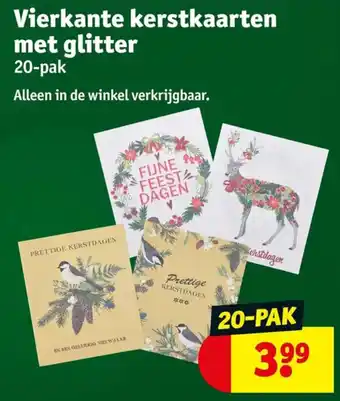 Kruidvat Vierkante kerstkaarten met glitter aanbieding