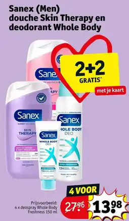 Kruidvat Sanex (Men) douche Skin Therapy en deodorant Whole Body aanbieding