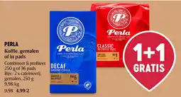Delhaize Perla koffie, gemalen of in pads aanbieding