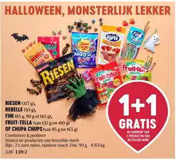 Delhaize Riesen, Rebelle, Fini, Fruit-tella of Chupa Chups aanbieding