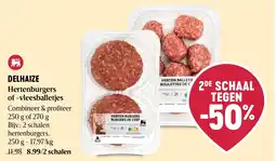 Delhaize Hertenburgers of -vleesballetjes aanbieding