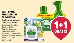 Delhaize Dreft spray, febreze textile of 3volution aanbieding
