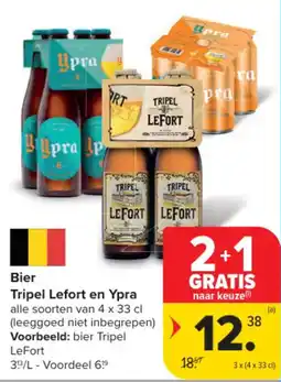 Carrefour Bier Tripel Lefort en Ypra aanbieding