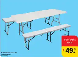 Carrefour Multifunctionele vouwtafel + 2 vouwbanken aanbieding