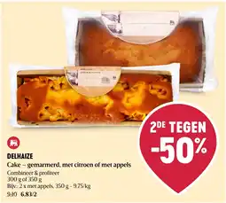 Delhaize Cake gemarmerd met citroen of met appels aanbieding
