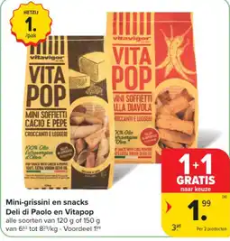 Carrefour Mini-grissini en snacks Deli di Paolo en Vitapop aanbieding