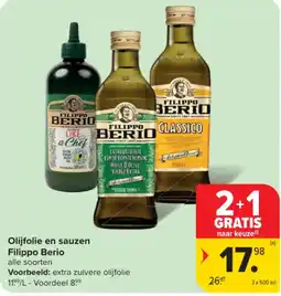 Carrefour Olijfolie en sauzen Filippo Berio aanbieding