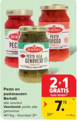 Carrefour Pesto en pastasauzen Bertolli aanbieding