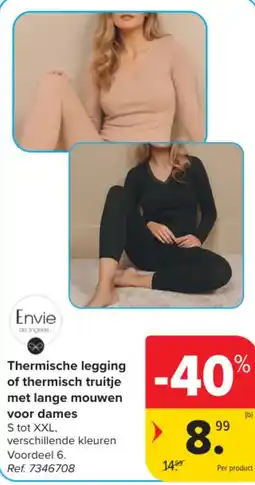 Carrefour Thermische legging of thermisch truitje met lange mouwen voor dames aanbieding