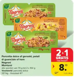 Carrefour Pancetta dolce of gerookt, petali di guanciale of ham aanbieding