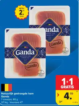 Carrefour Natuurlijk gedroogde ham Ganda aanbieding