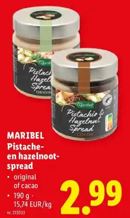 Lidl Maribel pistache-en hazelnoot-spread aanbieding