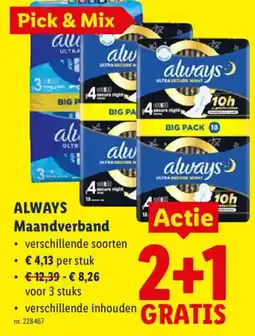 Lidl Always Maandverband aanbieding