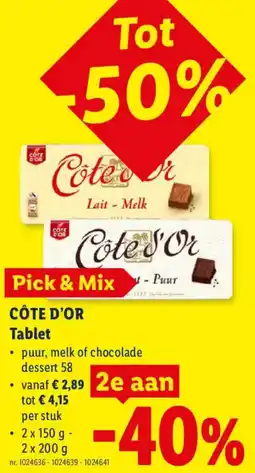Lidl Côte d'Or Tablet aanbieding