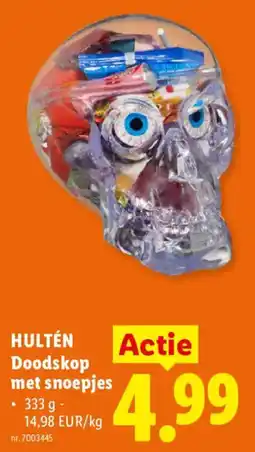 Lidl Hultén Doodskop met snoepjes aanbieding
