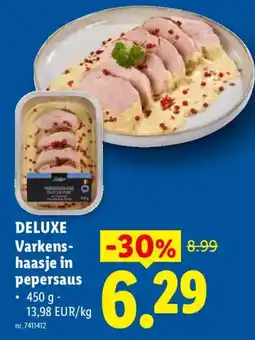 Lidl Deluxe Varkenshaasje in pepersaus aanbieding