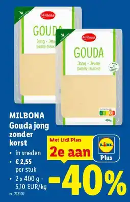 Lidl Milbona Gouda jong zonder korst aanbieding