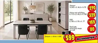 Dressoir + vitrine + tafel