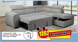 Budget Meubelen 3 zit met bed - hoek - aanbouw met opbergruimte aanbieding