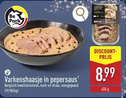 ALDI Varkenshaasje in pepersaus aanbieding