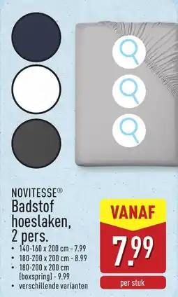 ALDI Novitesse Badstof hoeslaken, 2 pers. aanbieding