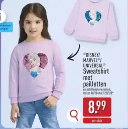 ALDI Disney marvel universal sweatshirt met pailletten aanbieding