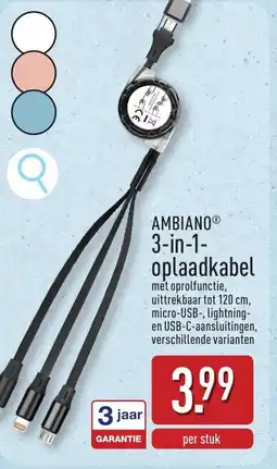 ALDI Ambiano 3-in-1 oplaadkabel aanbieding