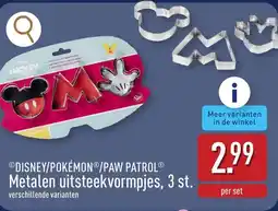 ALDI Disney pokémon paw patrol metalen uitsteekvormpjes aanbieding