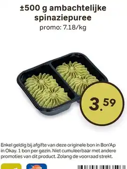 Bon Ap ambachtelijke spinaziepuree aanbieding
