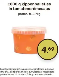 Bon Ap kippenballetjes in tomatencrèmesaus aanbieding